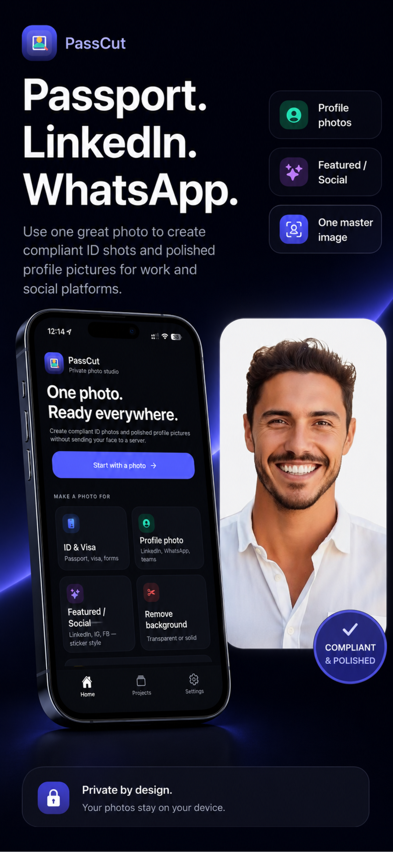 Search passport, visa and platform sizes