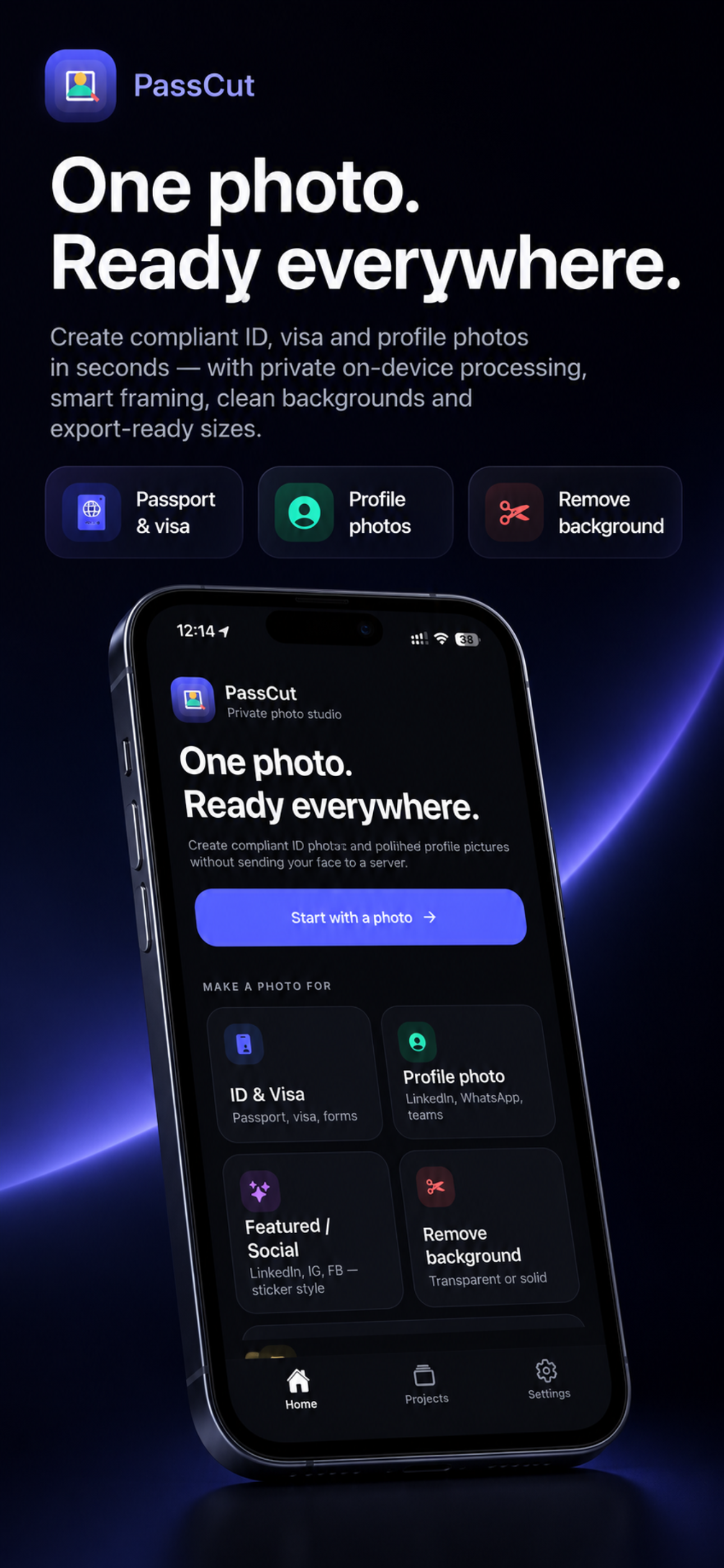 Editor — pinch to zoom, drag to move, face guides