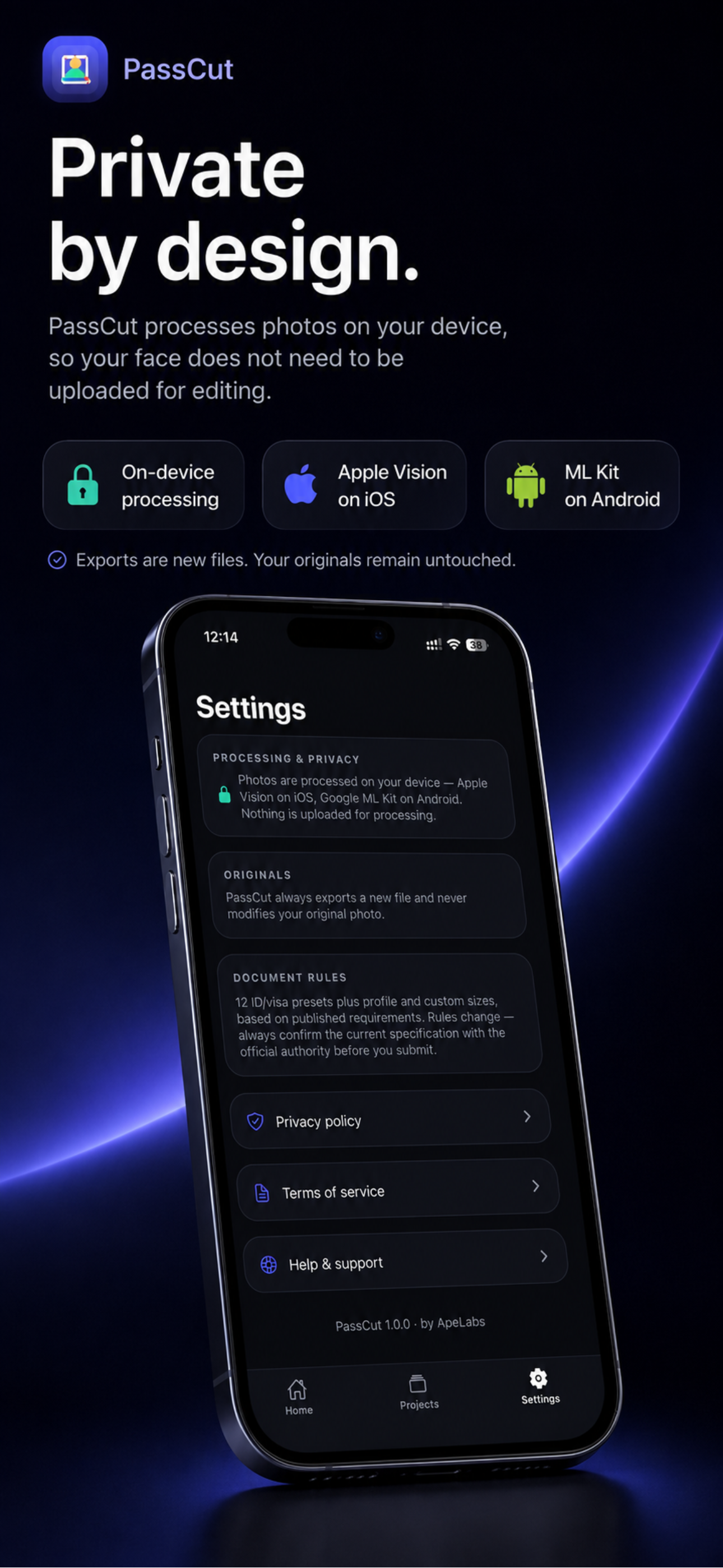 Profile studio — LinkedIn, WhatsApp, Instagram with circle-safe preview