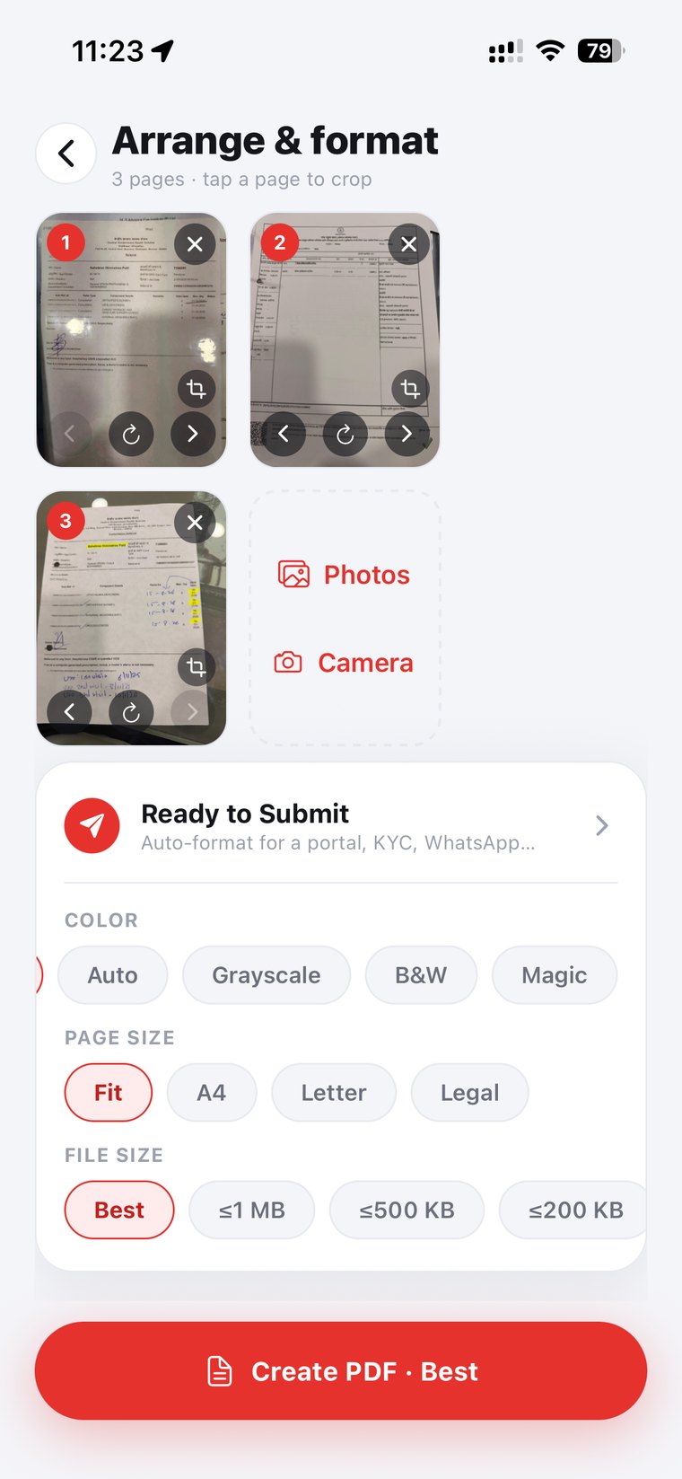 Arrange & format — crop, rotate, colour and size